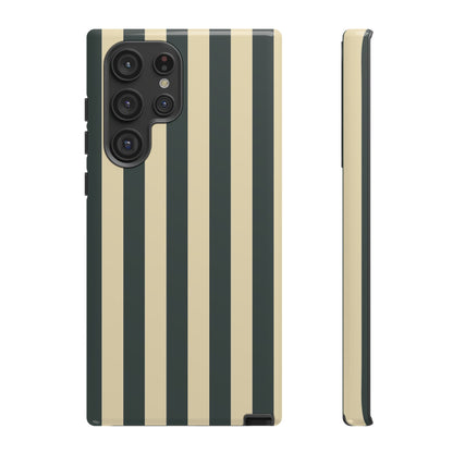 Green & Beige Stripe Pattern Phone Case - Green Phone Case - Samsung Galaxy S22 Ultra / Glossy