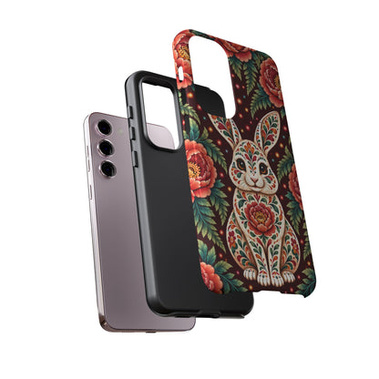 Cute Terracotta and Teal Calavera Bunny Phone Case - Phone Case