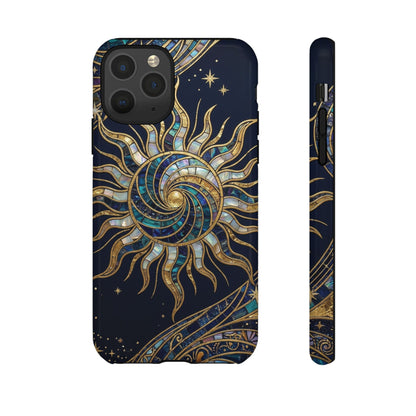 Elegant Navy & Gold Solar Spiral Phone Case