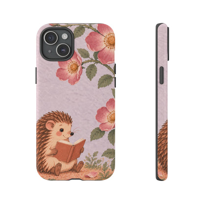 Whimsical Lilac Hedgehog and Wild Rose Phone Case - Purple Phone Case - iPhone 15 Plus / Glossy