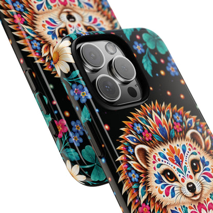 Vibrant Orange and Turquoise Calavera Hedgehog Phone Case - Multicolor Phone Case
