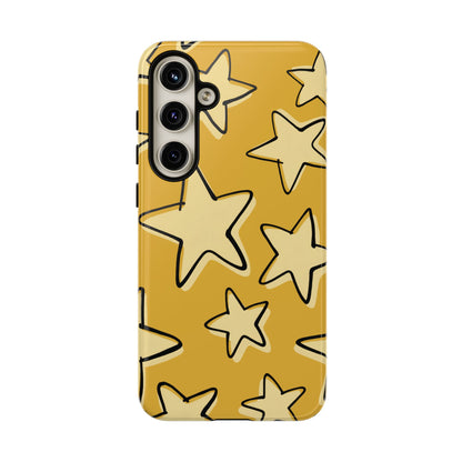 Golden Yellow Doodle Star Phone Case