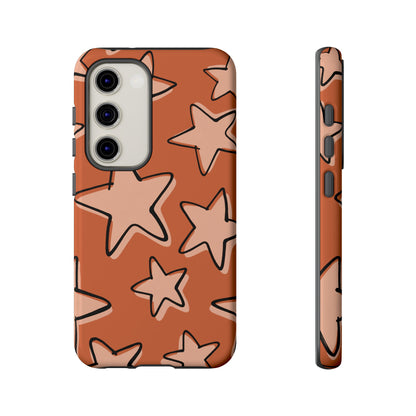 Burnt Orange Doodle Star Phone Case