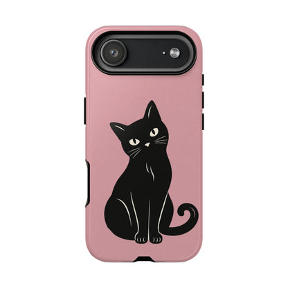 Minimalist Blush Pink & Black Cat Phone Case