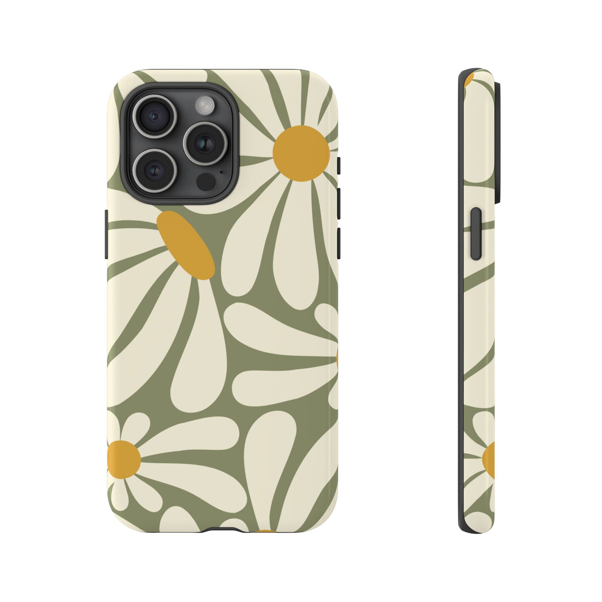 Retro Green Daisy Pattern #1 Phone Case - Green Phone Case - iPhone 15 Pro Max / Glossy