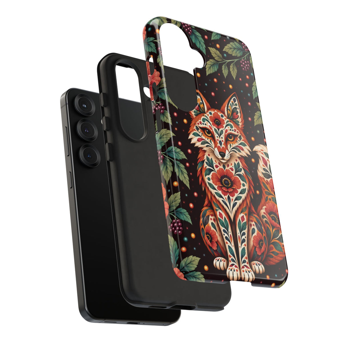 Vibrant Terracotta and Teal Calavera Fox Phone Case - Multicolor Phone Case