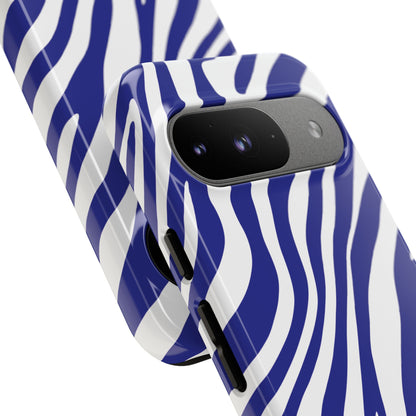 Modern Electric Blue Zebra Print Phone Case