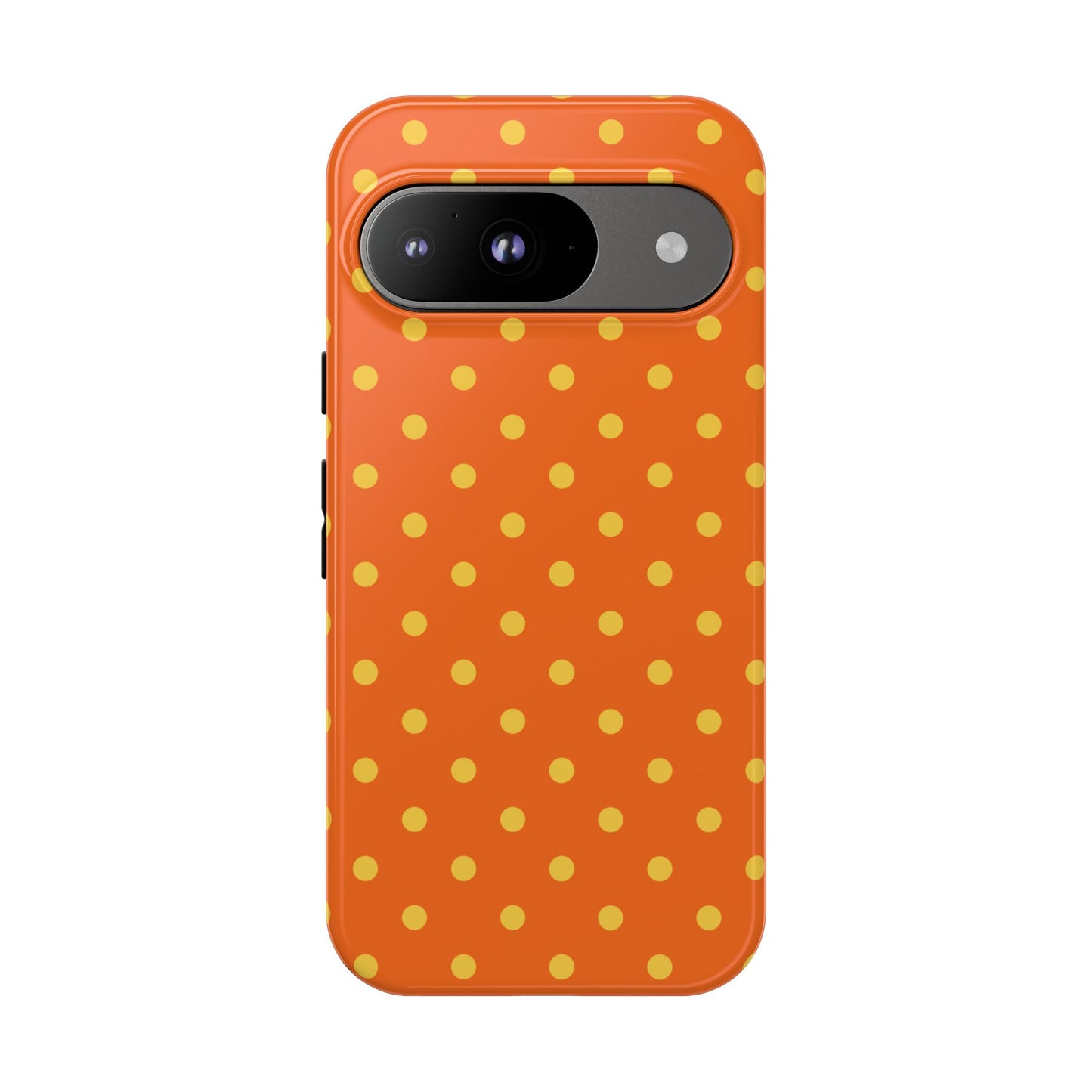 Google Pixel 9 / Glossy Phone Case - Trendy Orange & Yellow Dot Pattern Phone Case