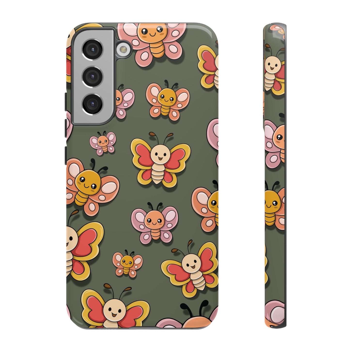 Samsung Galaxy S22 Plus / Glossy Phone Case - Green Butterfly Sticker Design Phone Case