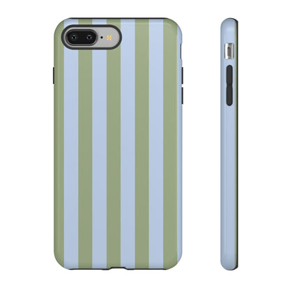Trendy Ice Blue & Green Stripe Pattern Phone Case - Blue Phone Case - iPhone 8 Plus / Glossy