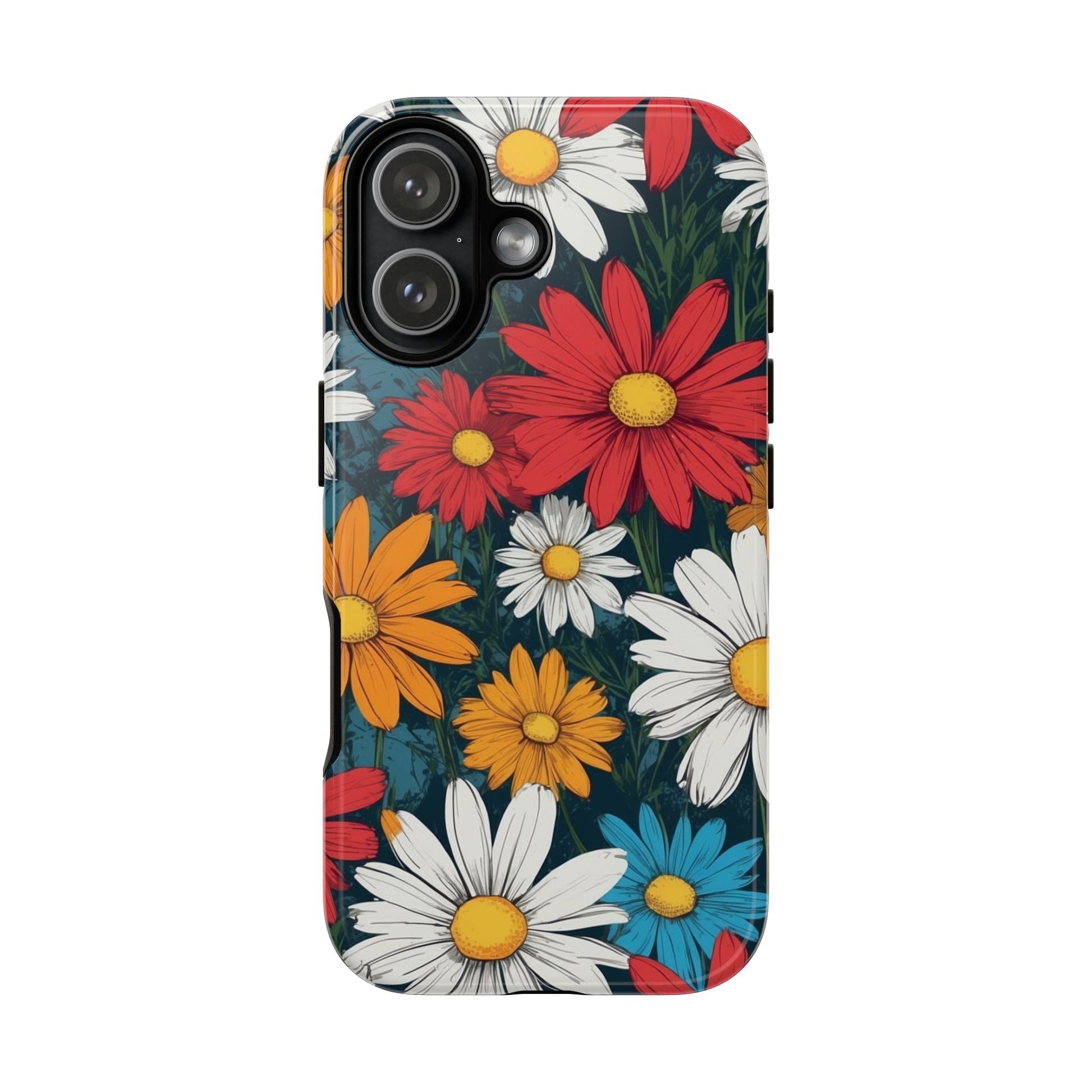 iPhone 17 / Glossy Phone Case - Pop Art Daisies Illustration ’Red & Orange’ Phone Case