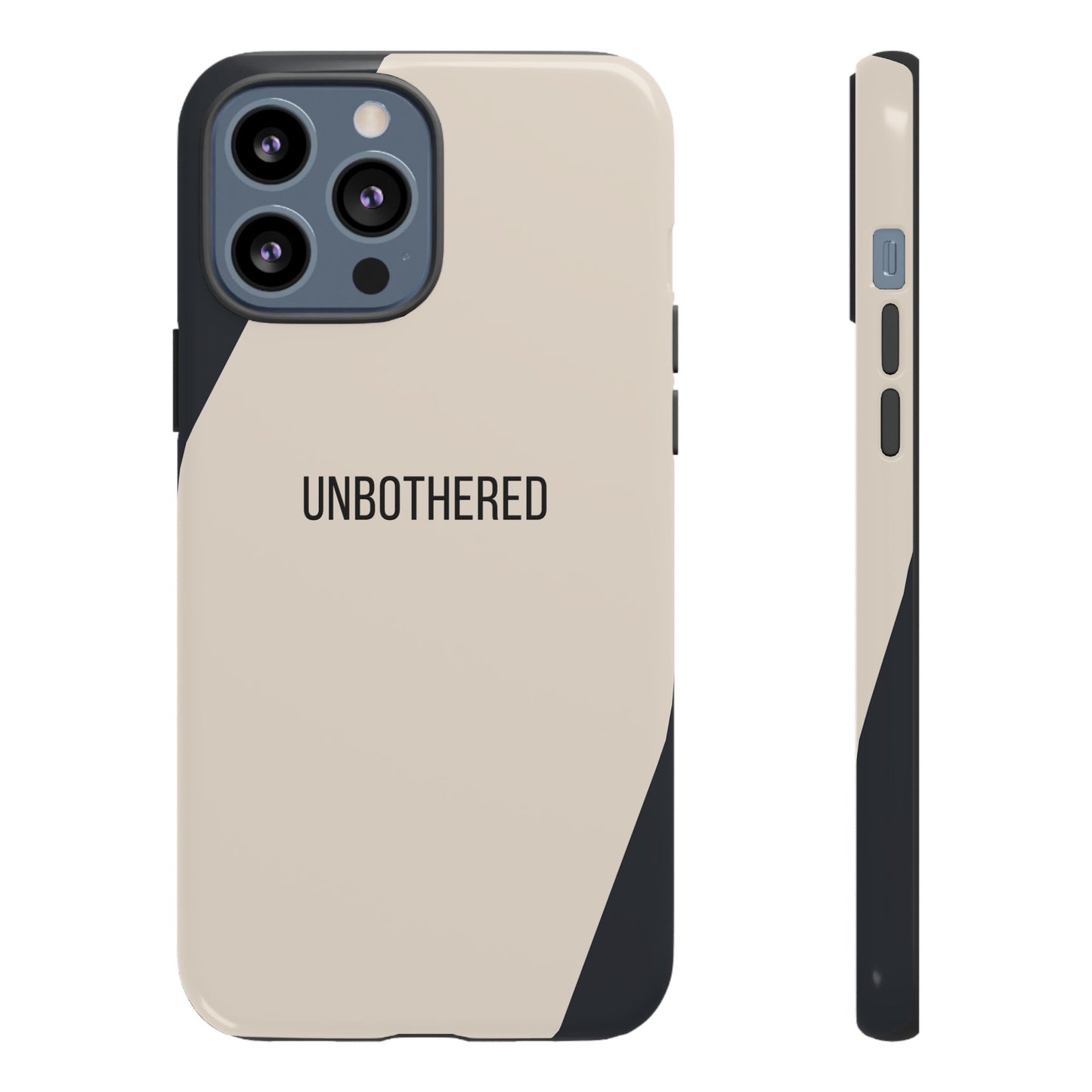 iPhone 13 Pro Max / Glossy Phone Case - Sassy Statement Case ’Unbothered’ in Beige & Charcoal