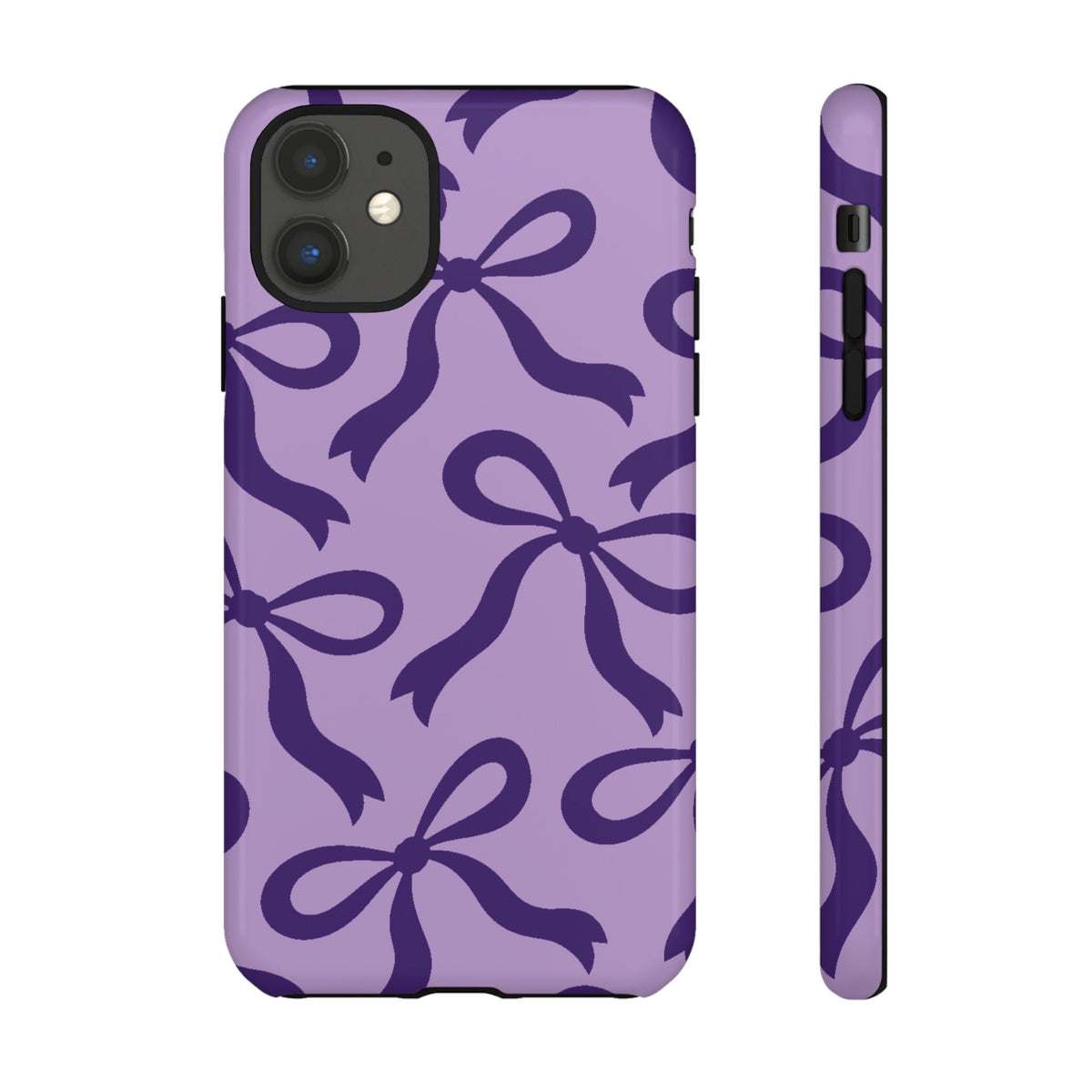 Bold Lilac and Deep Purple Bow Pattern Phone Case - Purple Phone Case - iPhone 11 / Glossy