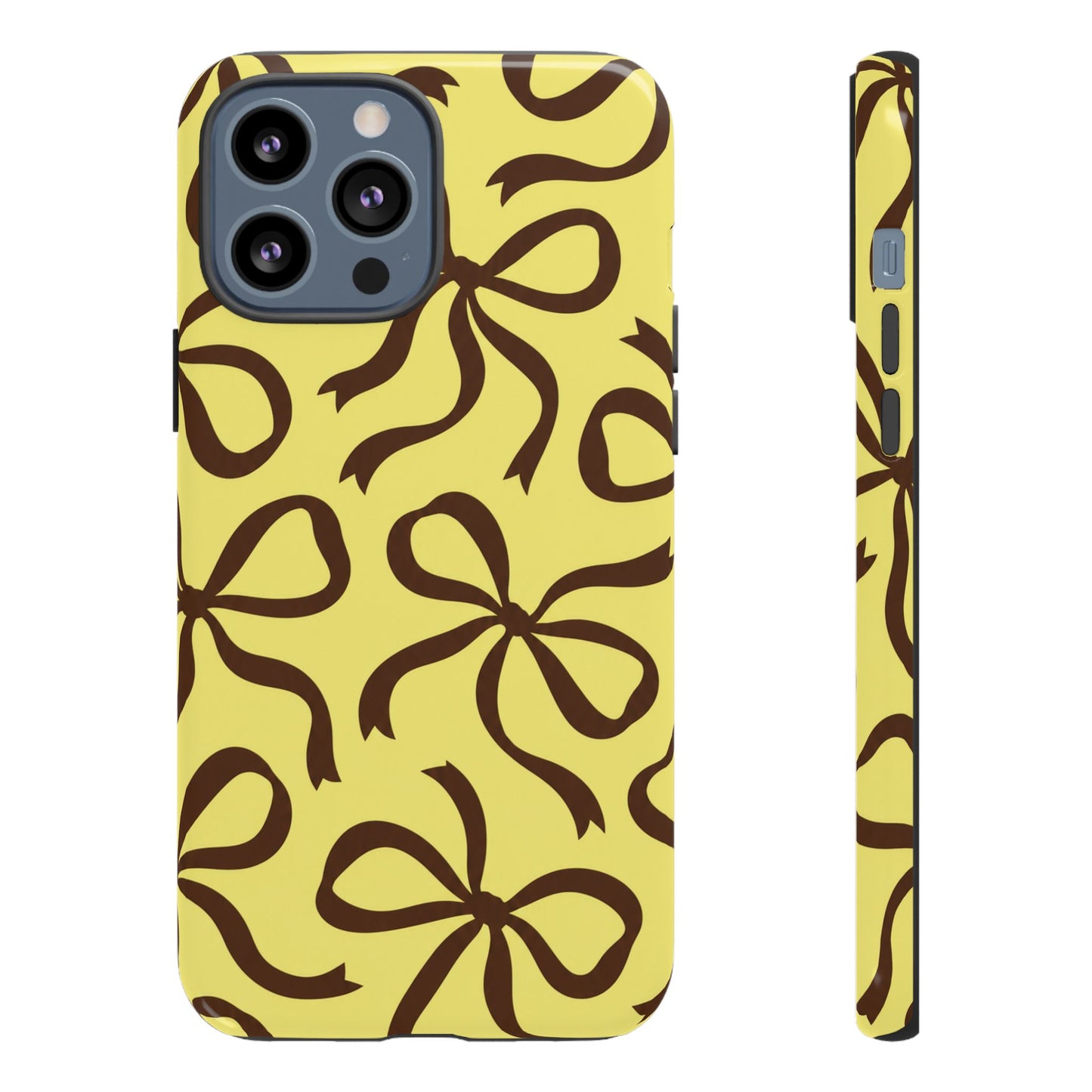 Bold Butter Yellow and Chocolate Brown Bow Pattern Phone Case