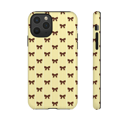 Retro Chocolate Brown Bow Pattern Phone Case