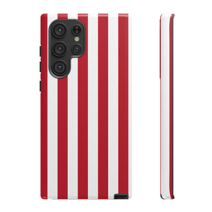 Samsung Galaxy S22 Ultra / Glossy Phone Case - Simple Dark Pink & White Stripe Pattern Phone Case