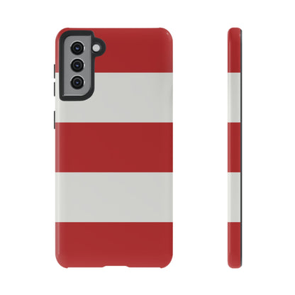 Samsung Galaxy S21 Plus / Glossy Phone Case - Red & White Horizontal Stripe Pattern Phone Case