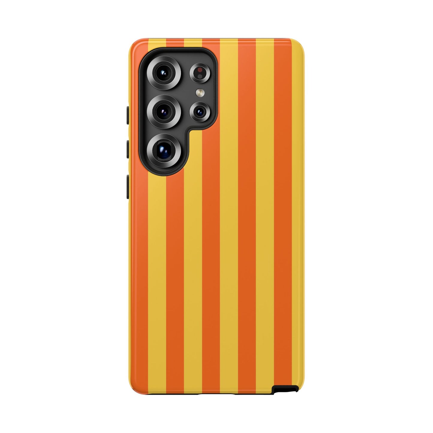 Samsung Galaxy S25 Ultra / Glossy Phone Case - Trendy Orange & Yellow Stripe Pattern Phone Case