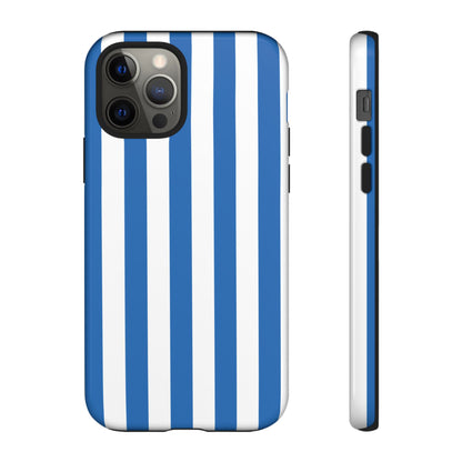 iPhone 12 Pro / Glossy Phone Case - Simple Light Blue & White Stripe Pattern Phone Case