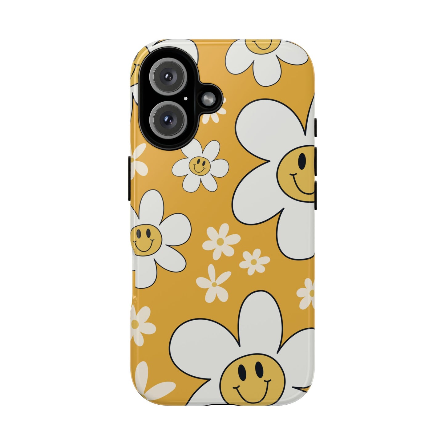 Fun Retro Daisy Pattern with Yellow Background Phone Case - Yellow Phone Case - iPhone 16 / Glossy
