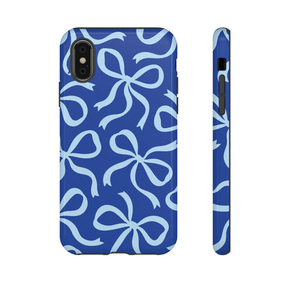 Bold Cobalt Blue and Powder Blue Bow Pattern Phone Case