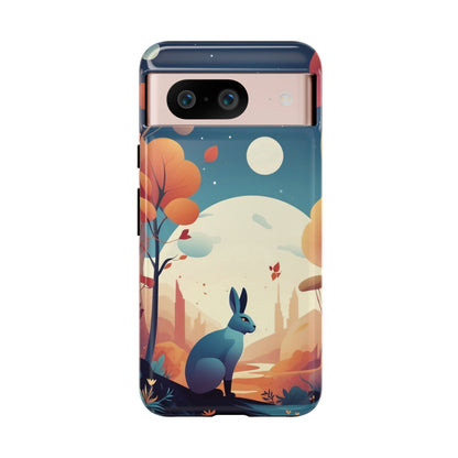 Google Pixel 8 / Glossy Phone Case - Stylised Blue Hare Design Phone Case