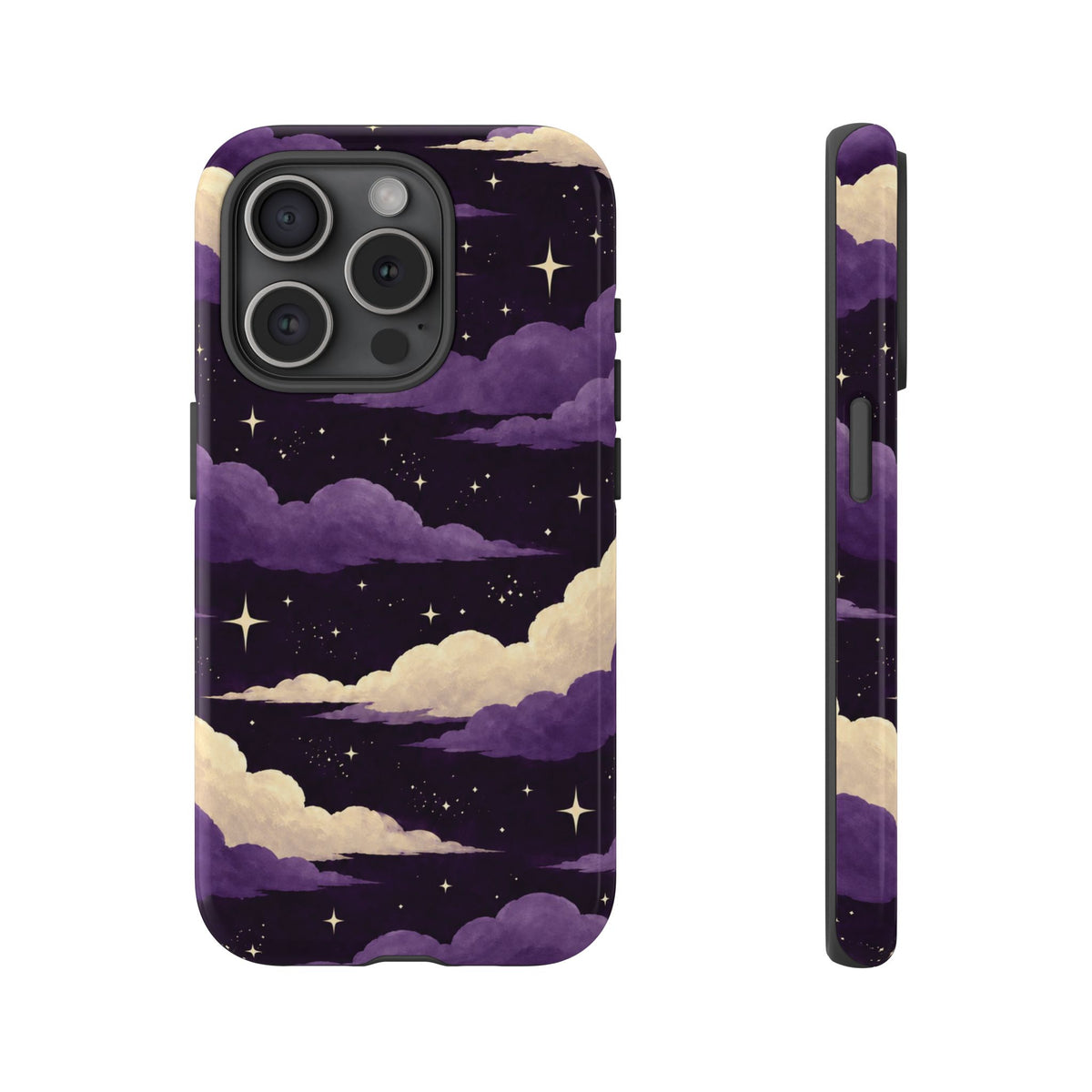 Illustrated Purple Clouds & Stars Phone Case