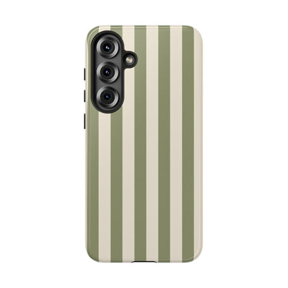 Samsung Galaxy S25 Plus / Glossy Phone Case - ’Olive & Beige Stripe Pattern’ Phone Case