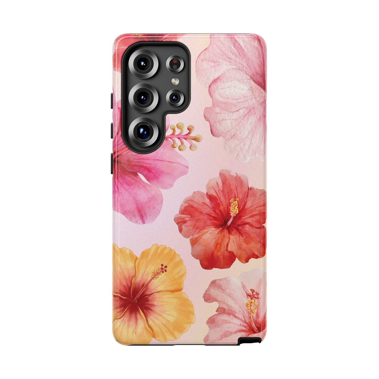 Samsung Galaxy S25 Ultra / Glossy Phone Case - ’Pink Hibiscus Pattern #1’ Phone Case