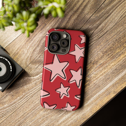 Cherry Red Doodle Star Phone Case