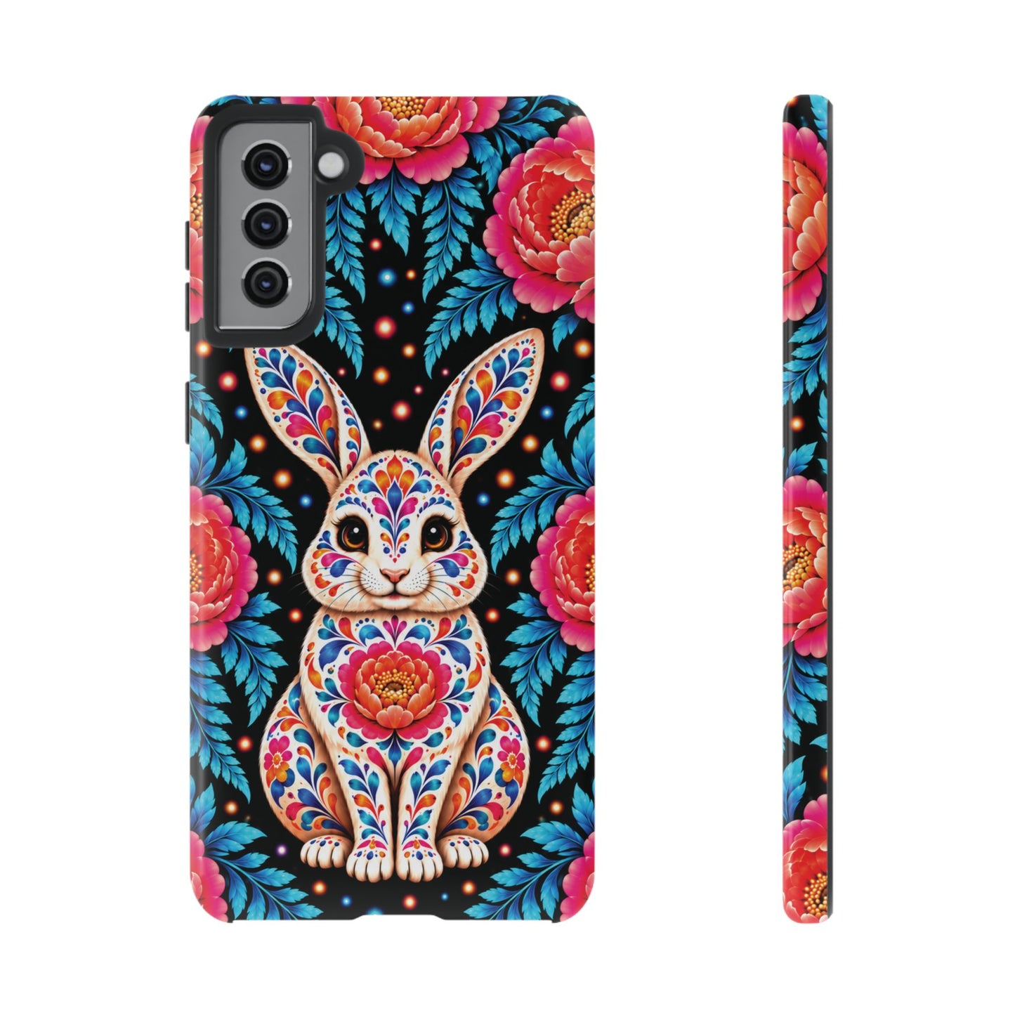 Cute Pink and Turquoise Calavera Bunny Phone Case - Multicolor Phone Case - Samsung Galaxy S21 Plus / Glossy