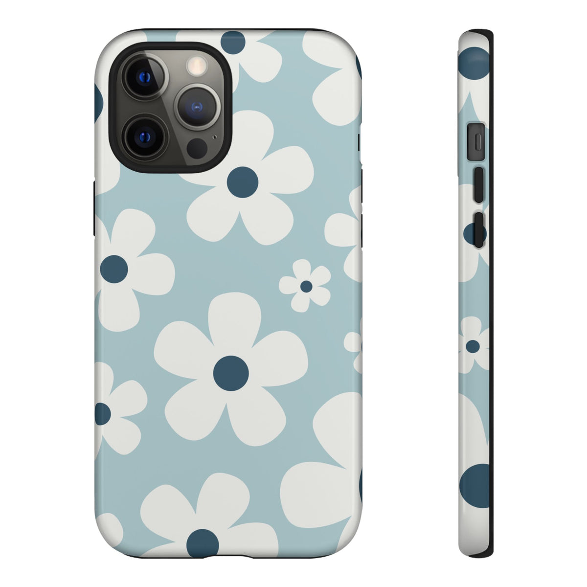 Cute Light Blue Daisy Pattern Phone Case - Blue Phone Case - iPhone 12 Pro Max / Glossy