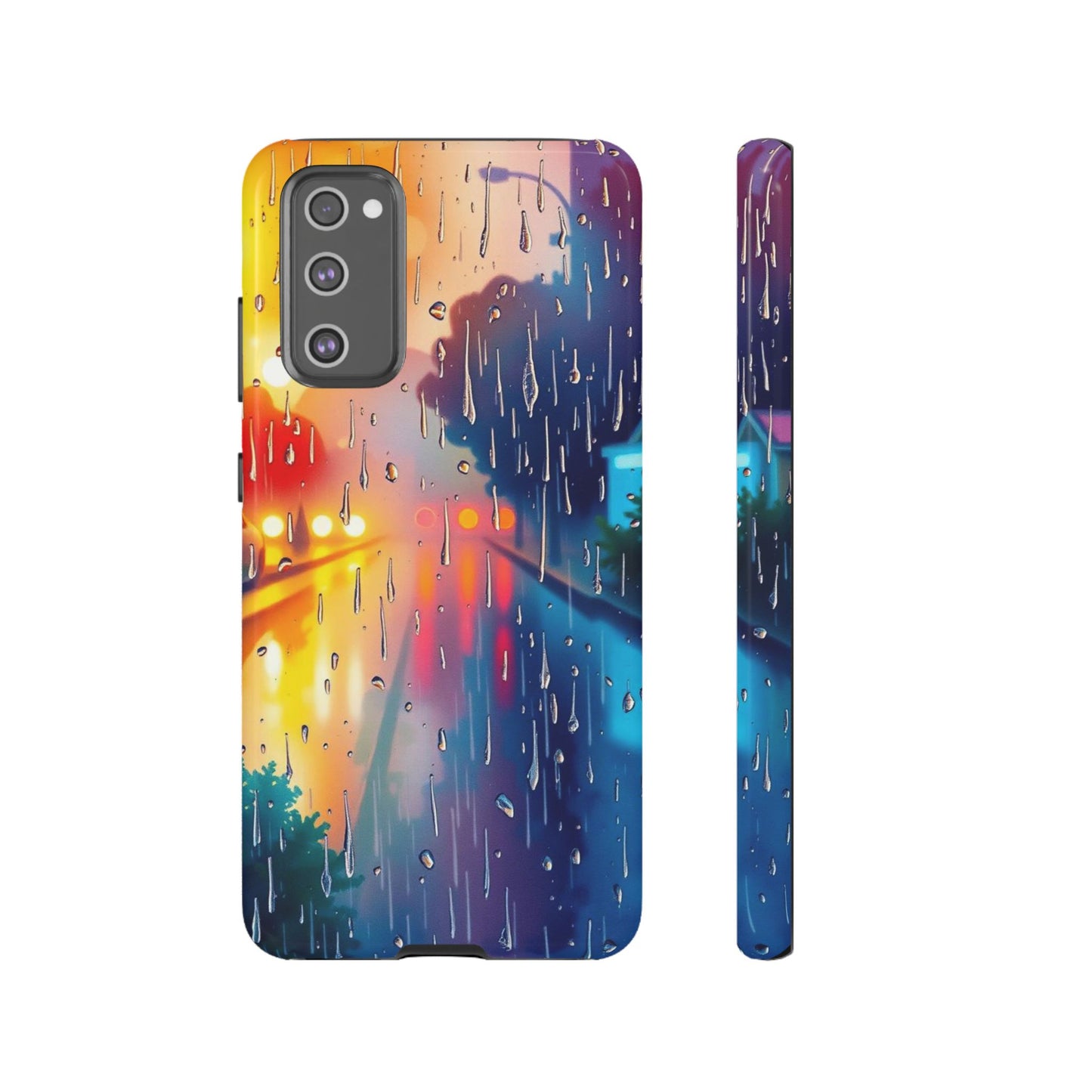 Samsung Galaxy S20 FE / Glossy Phone Case - Electric Rain Watercolour Design Phone Case