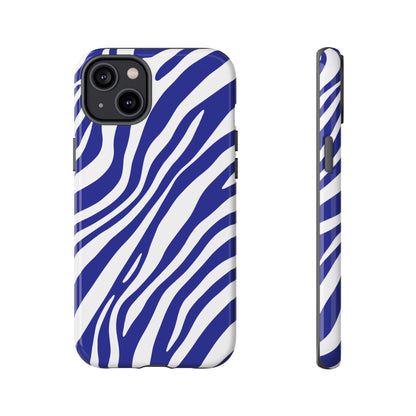 Modern Electric Blue Zebra Print Phone Case