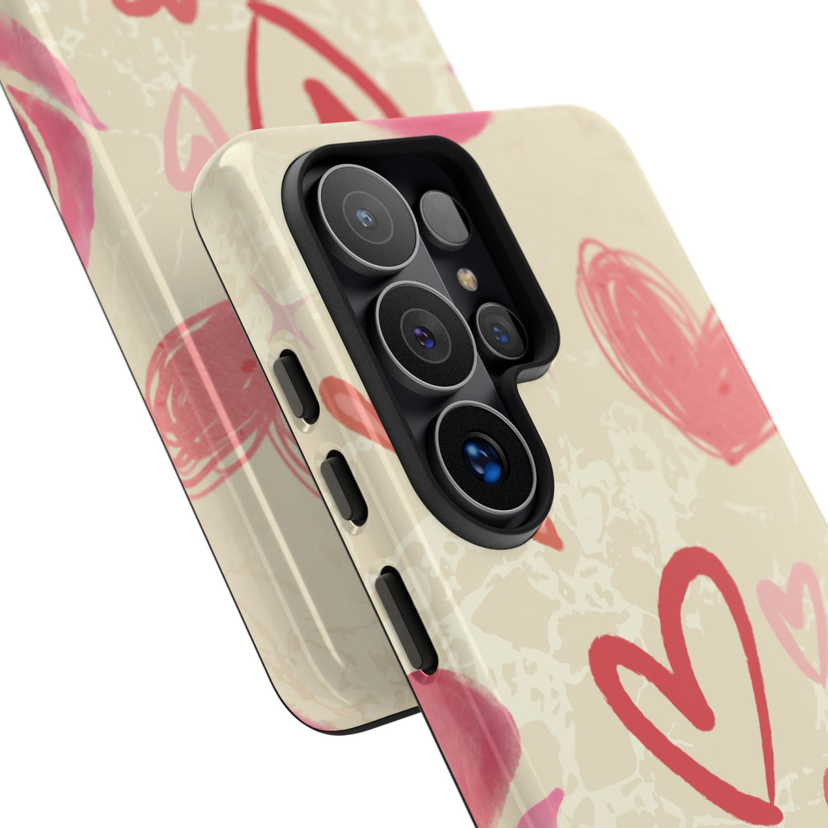 Cute Pink Heart & Rose Pattern Phone Case - Pink Phone Case