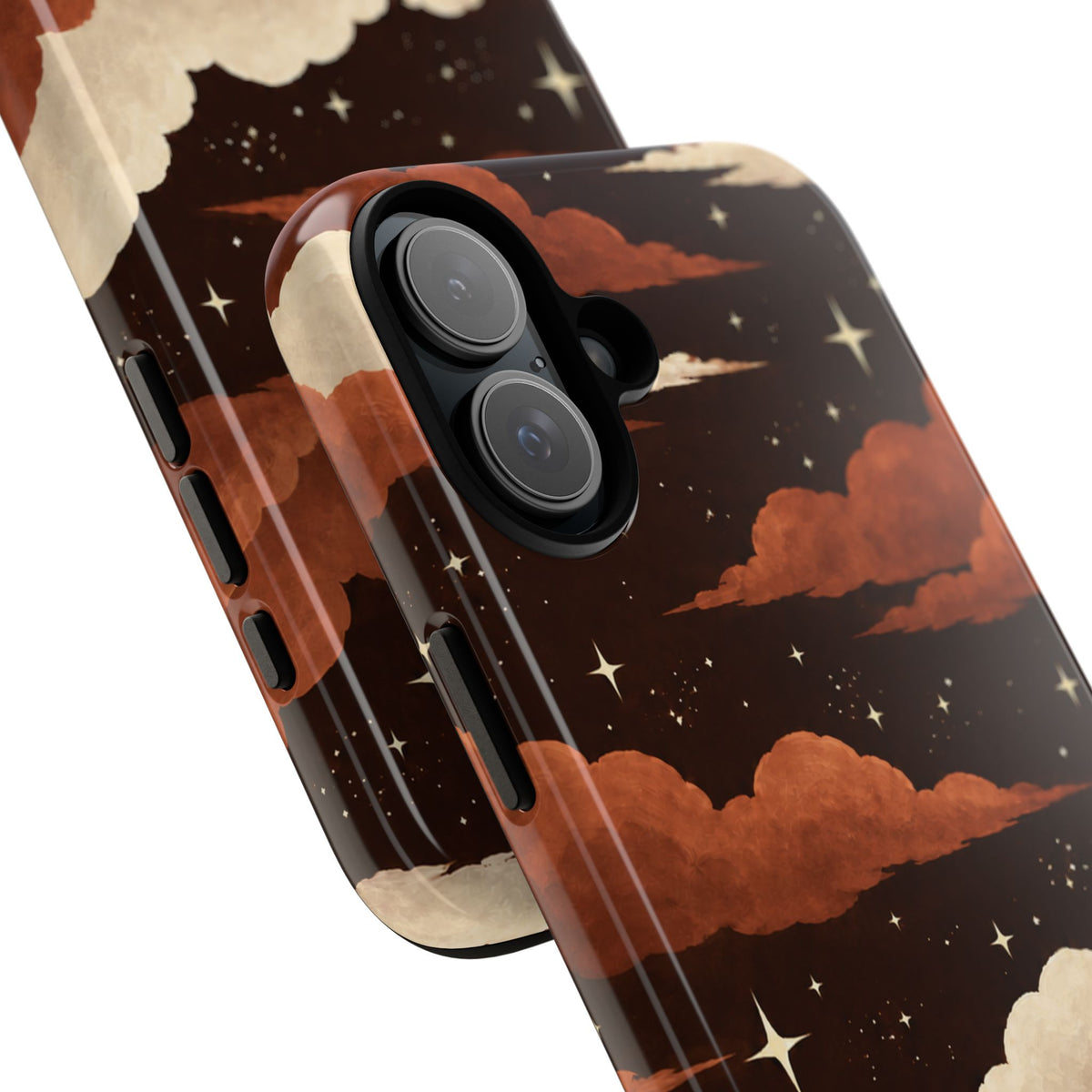 Illustrated Burnt Orange Clouds & Stars Phone Case
