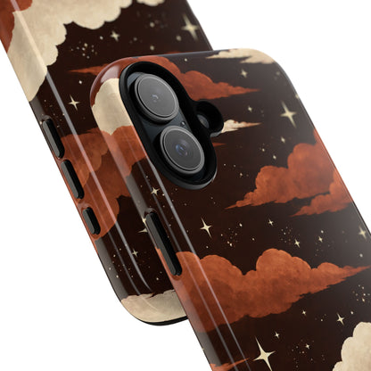 Illustrated Burnt Orange Clouds & Stars Phone Case