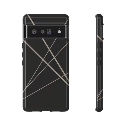 Google Pixel 6 Pro / Glossy Phone Case - Abstract Black with Grey Lines Phone Case