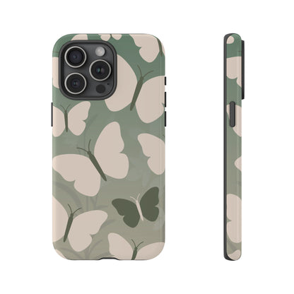 Minimalist Light Green Butterfly Pattern Phone Case - Green Phone Case - iPhone 15 Pro Max / Glossy