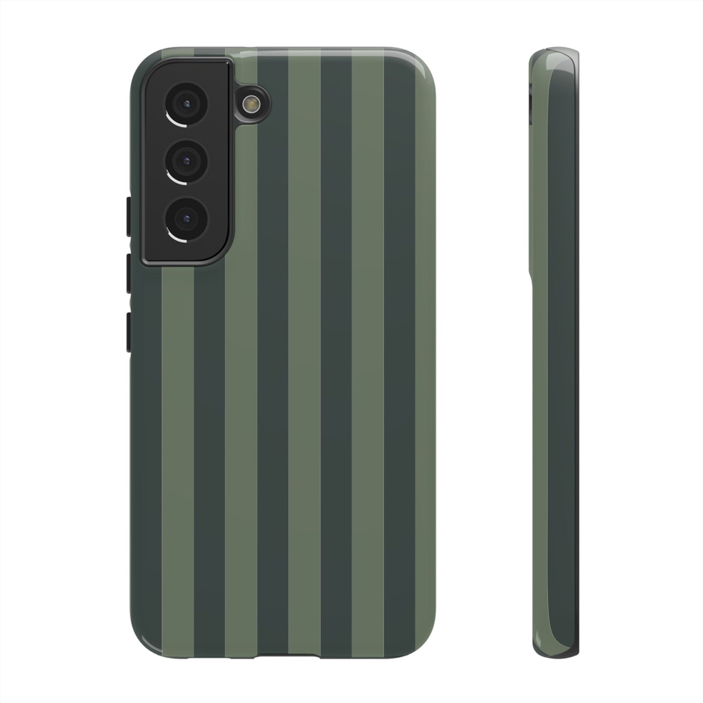 Samsung Galaxy S22 / Glossy Phone Case - ’Dark Green Stripe Pattern’ Phone Case
