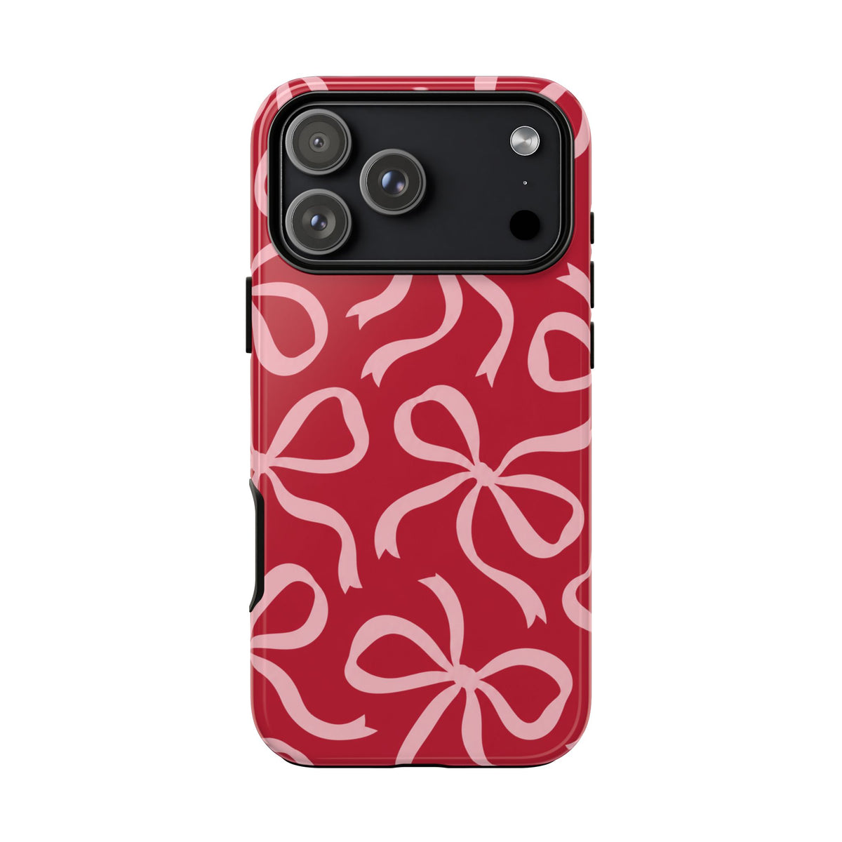 Bold Raspberry Red and Blush Pink Bow Pattern Phone Case