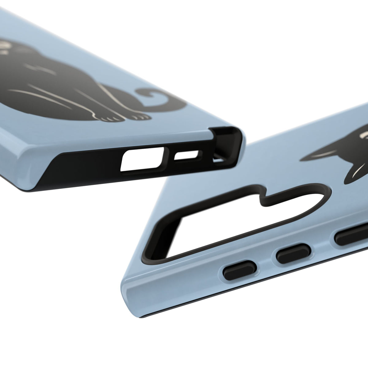 Minimalist Powder Blue & Black Cat Phone Case