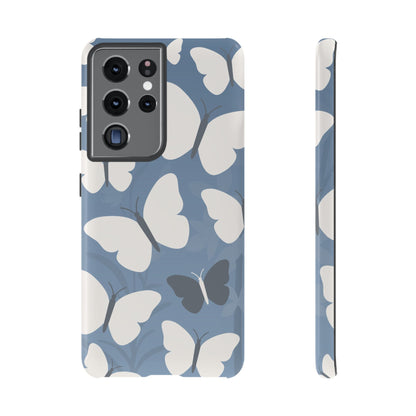 Samsung Galaxy S21 Ultra / Glossy Phone Case - Minimalist Light Blue Butterfly Pattern Phone Case