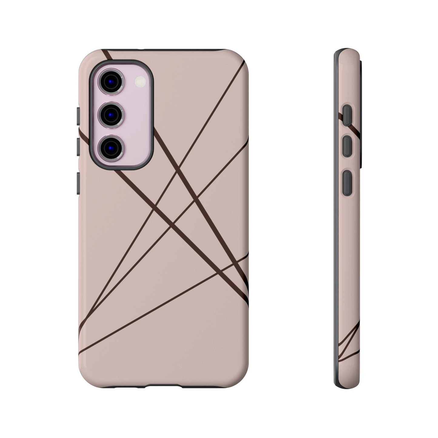 Abstract Pink with Brown Lines Phone Case - Pink Phone Case - Samsung Galaxy S23 Plus / Glossy
