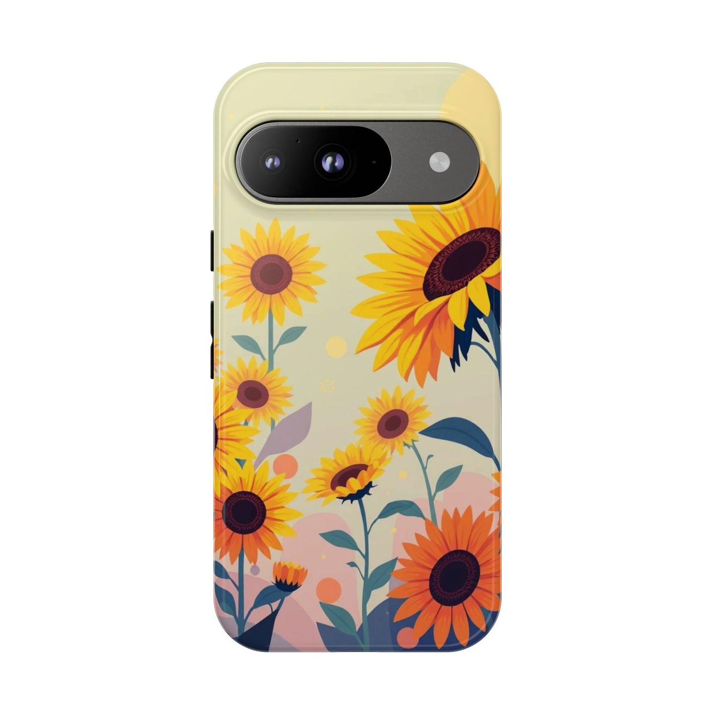 Google Pixel 9 / Glossy Phone Case - Modern Flat Sunflower Design Phone Case