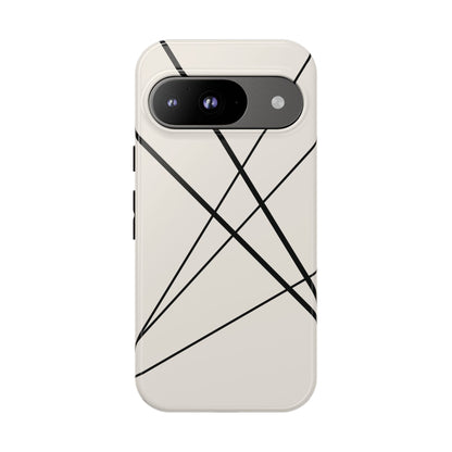 Abstract White with Black Lines Phone Case - White Phone Case - Google Pixel 9 / Glossy