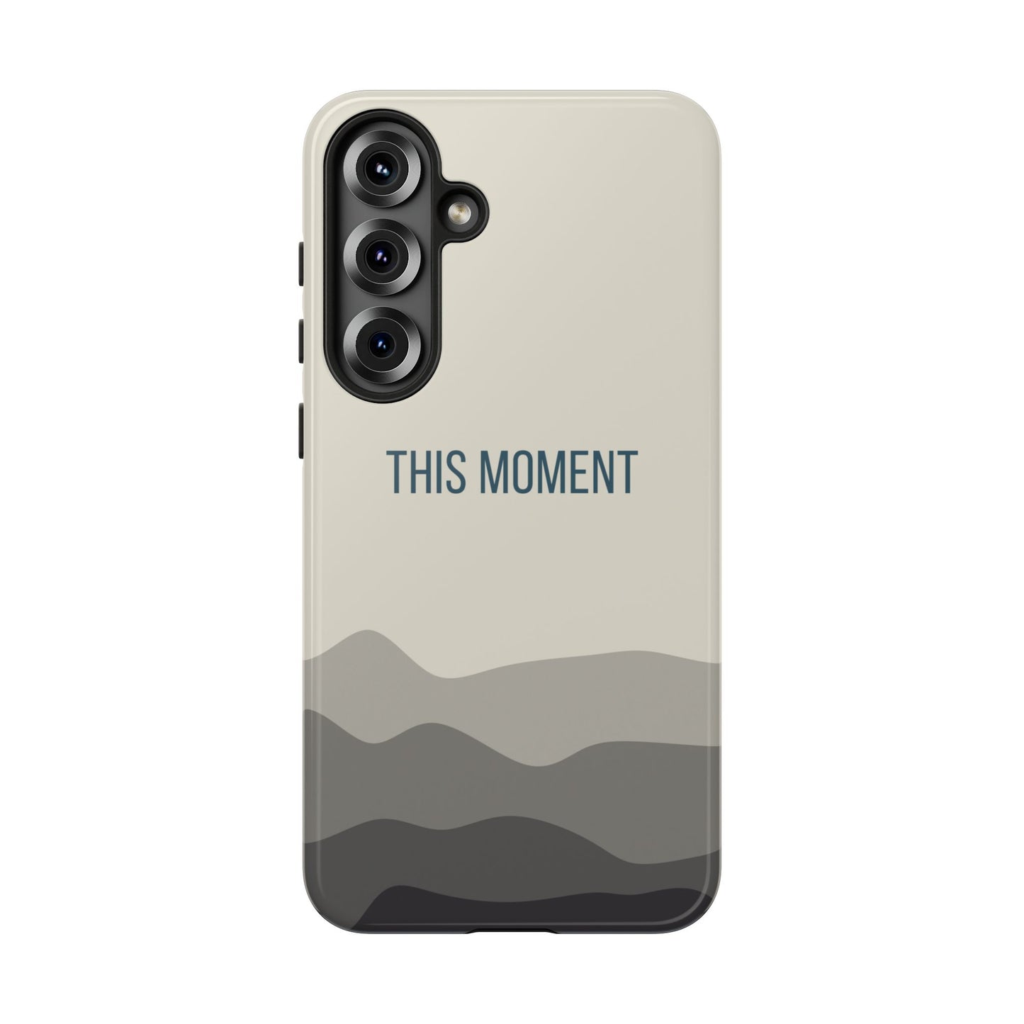 Samsung Galaxy S25 Plus / Glossy Phone Case - Minimalist Cream Waves ’This Moment’ Statement Phone Case
