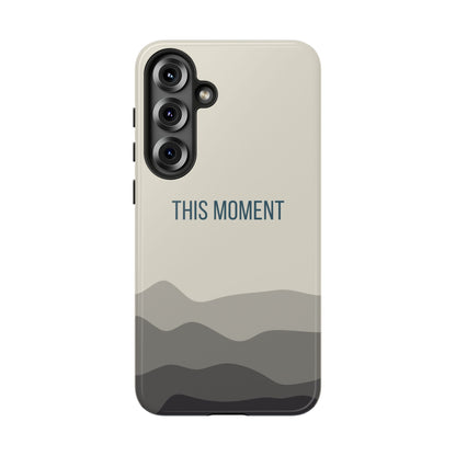 Samsung Galaxy S25 Plus / Glossy Phone Case - Minimalist Cream Waves ’This Moment’ Statement Phone Case