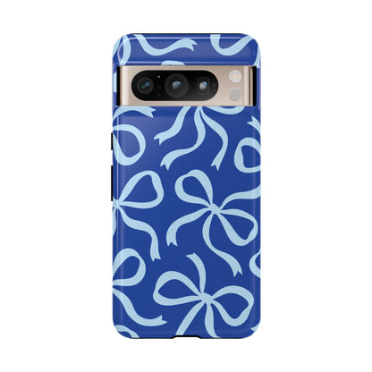 Bold Cobalt Blue and Powder Blue Bow Pattern Phone Case