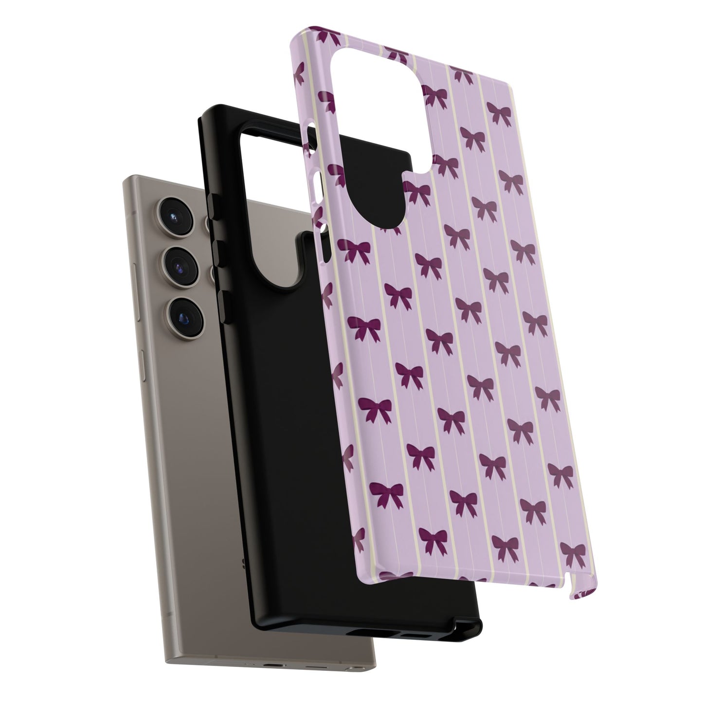 Retro Plum Purple Bow Pattern Phone Case